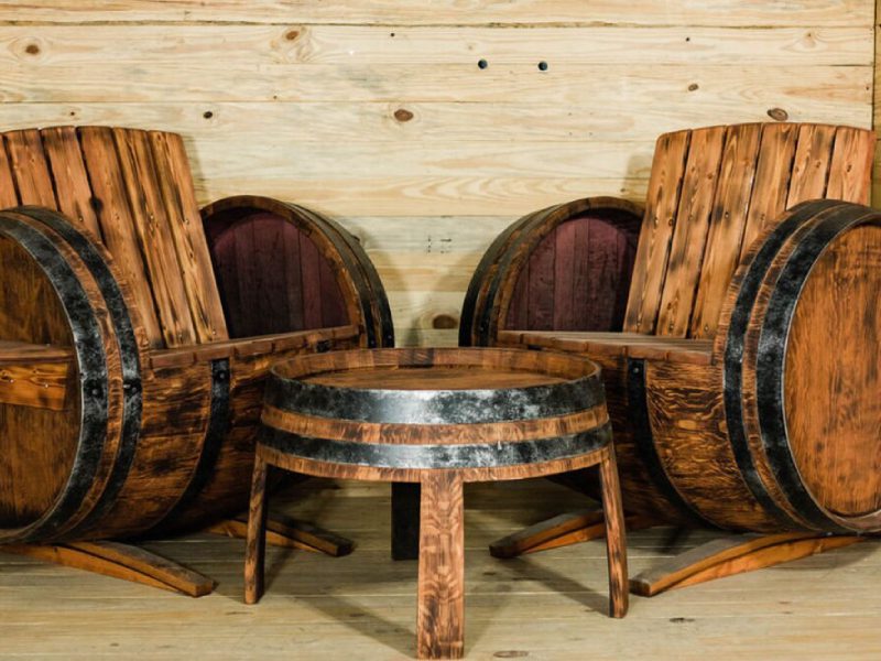 Ensemble patio 3 pièces en baril de vin français authentique